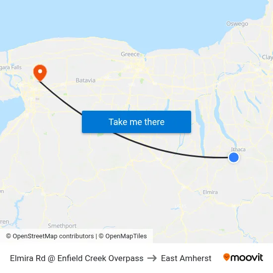 Elmira Rd @ Enfield Creek Overpass to East Amherst map