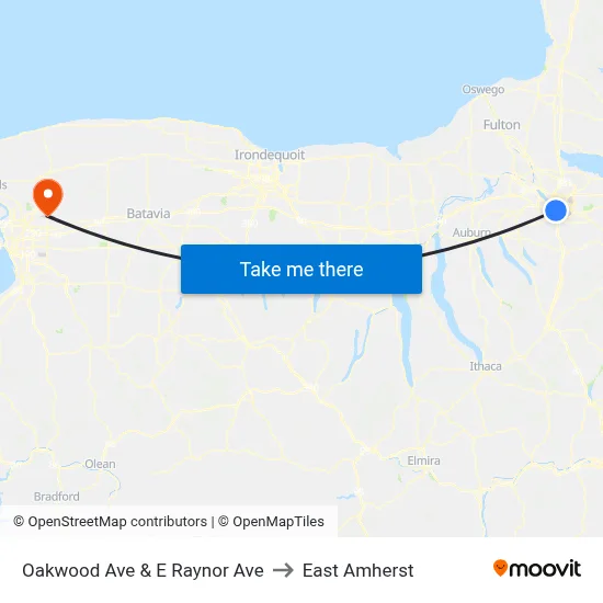 Oakwood Ave & E Raynor Ave to East Amherst map