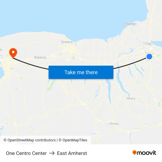 One Centro Center to East Amherst map
