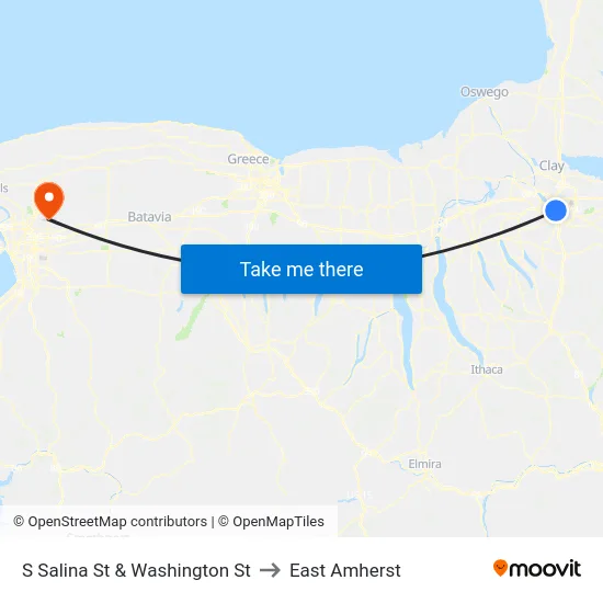 S Salina St & Washington St to East Amherst map