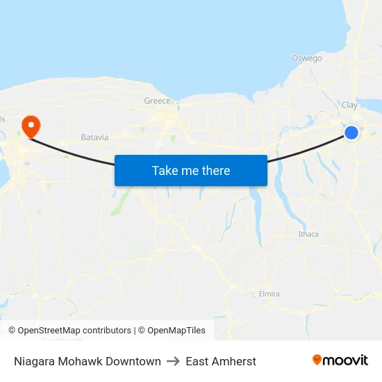 Niagara Mohawk Downtown to East Amherst map