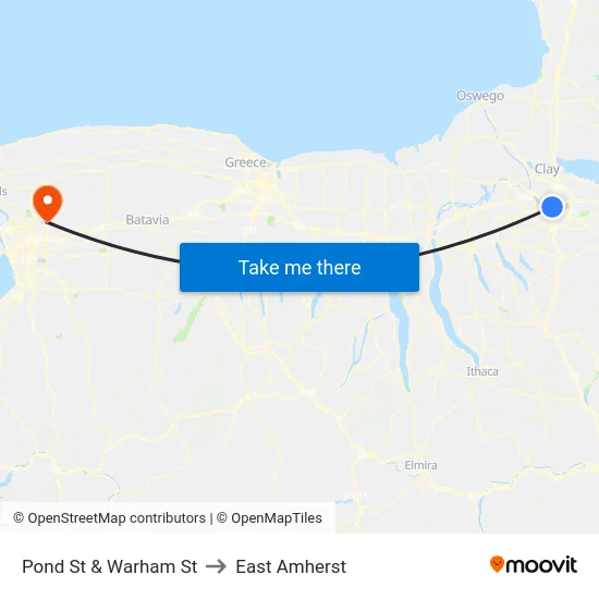 Pond St & Warham St to East Amherst map