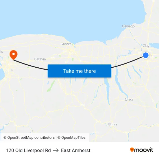 120 Old Liverpool Rd to East Amherst map