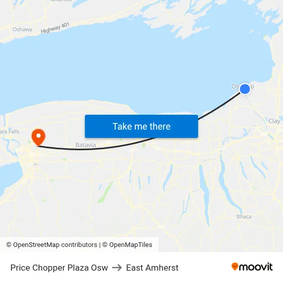 Price Chopper Plaza Osw to East Amherst map