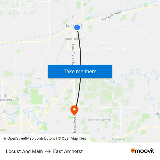Locust And Main to East Amherst map