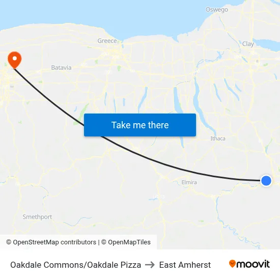 Oakdale Commons/Oakdale Pizza to East Amherst map