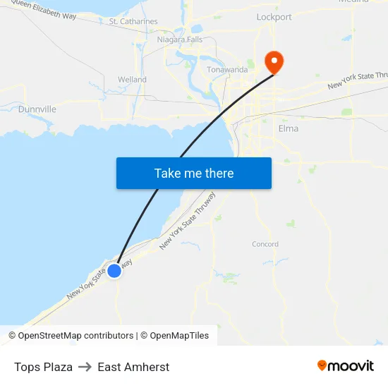 Tops Plaza to East Amherst map