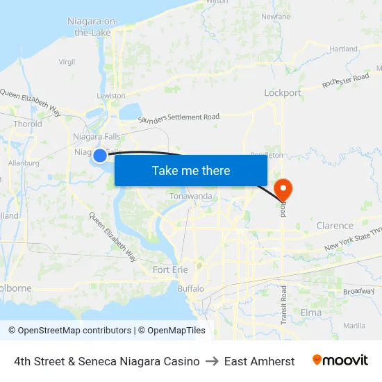 4th Street & Seneca Niagara Casino to East Amherst map