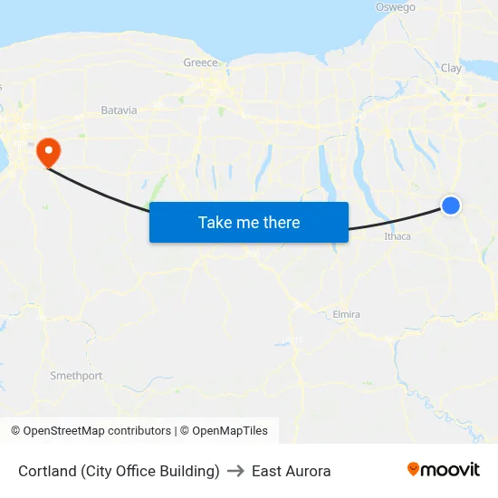 Cortland (City Office Building) to East Aurora map