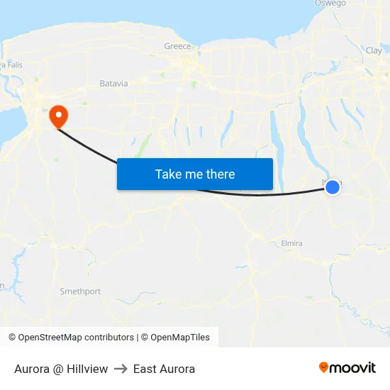 Aurora @ Hillview to East Aurora map