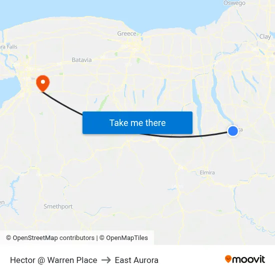 Hector @ Warren Place to East Aurora map