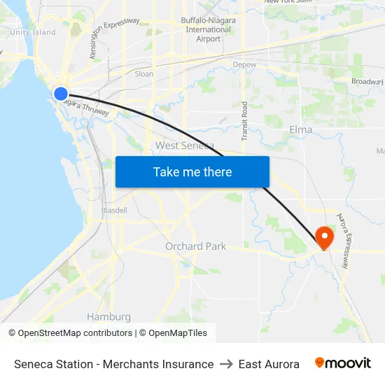 Seneca Station - Merchants Insurance to East Aurora map