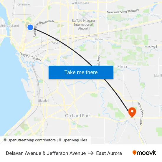 Delavan Avenue & Jefferson Avenue to East Aurora map