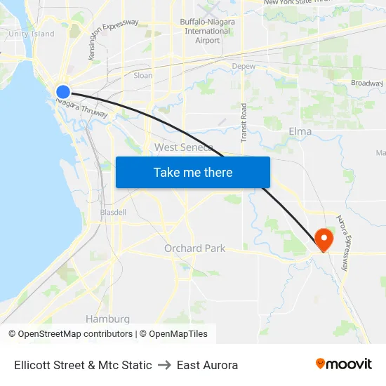 Ellicott Street & Mtc Static to East Aurora map