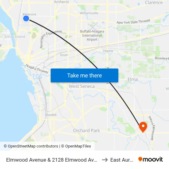 Elmwood Avenue & 2128 Elmwood Avenue to East Aurora map