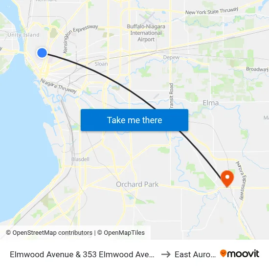 Elmwood Avenue & 353 Elmwood Avenue to East Aurora map