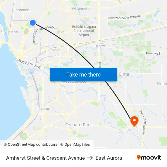 Amherst Street & Crescent Avenue to East Aurora map