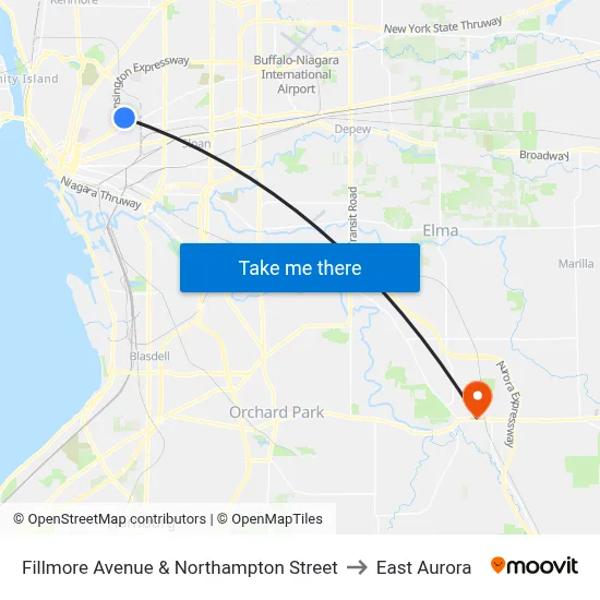 Fillmore Avenue & Northampton Street to East Aurora map