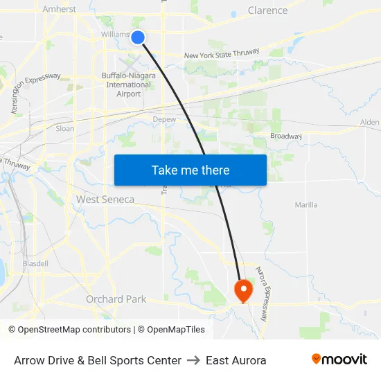Arrow Drive & Bell Sports Center to East Aurora map