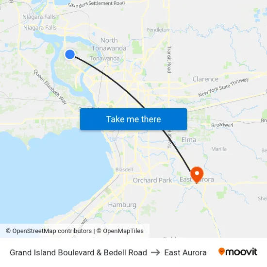 Grand Island Boulevard & Bedell Road to East Aurora map