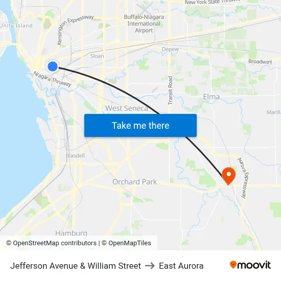 Jefferson Avenue & William Street to East Aurora map