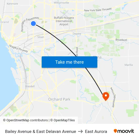 Bailey Avenue & East Delavan Avenue to East Aurora map