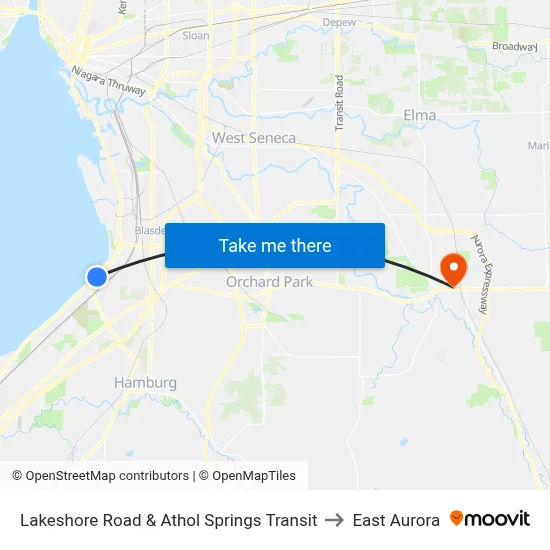 Lakeshore Road & Athol Springs Transit to East Aurora map