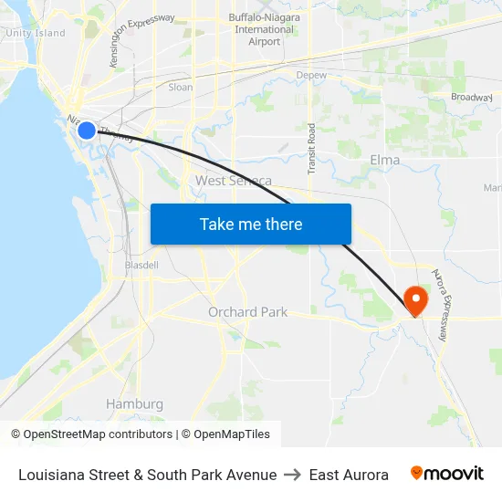 Louisiana Street & South Park Avenue to East Aurora map
