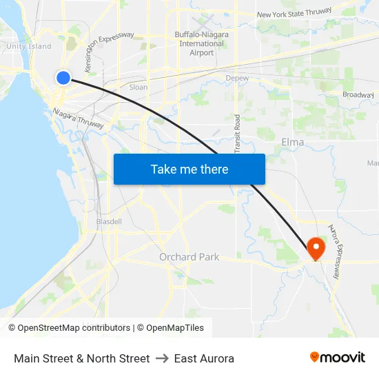 Main Street & North Street to East Aurora map