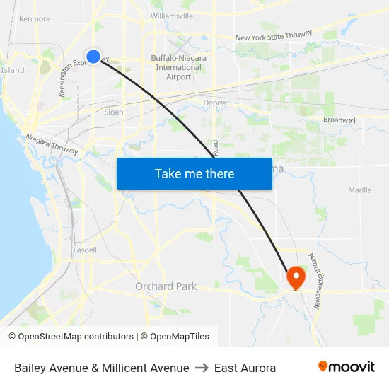 Bailey Avenue & Millicent Avenue to East Aurora map