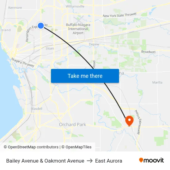 Bailey Avenue & Oakmont Avenue to East Aurora map