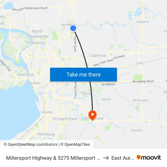 Millersport Highway & 5275 Millersport Highway to East Aurora map