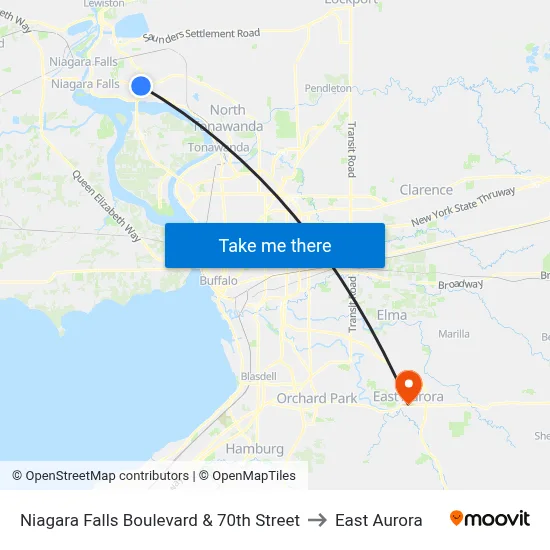 Niagara Falls Boulevard & 70th Street to East Aurora map