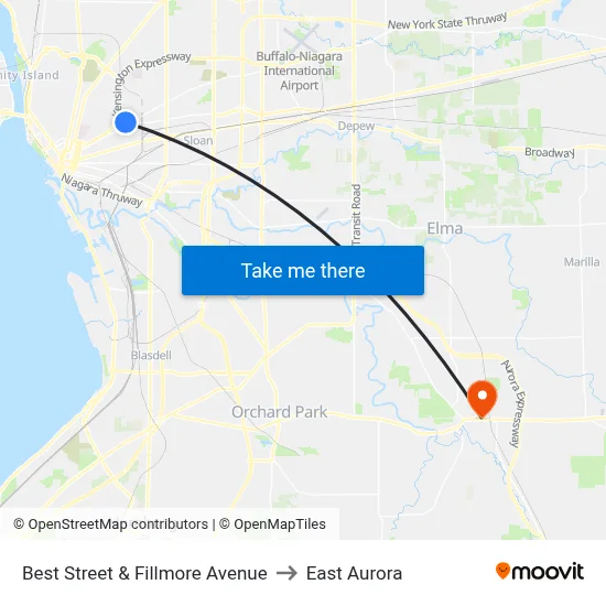 Best Street & Fillmore Avenue to East Aurora map