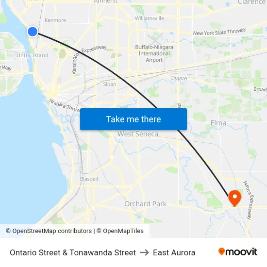 Ontario Street & Tonawanda Street to East Aurora map