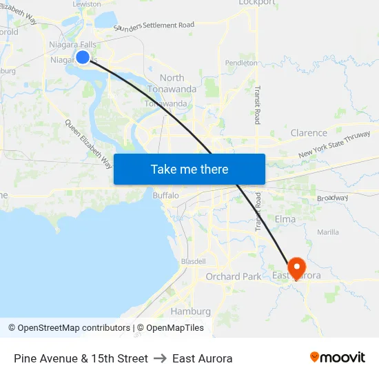 Pine Avenue & 15th Street to East Aurora map