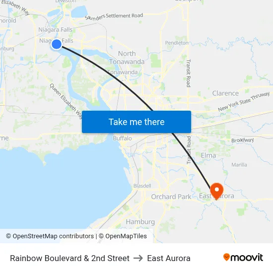 Rainbow Boulevard & 2nd Street to East Aurora map