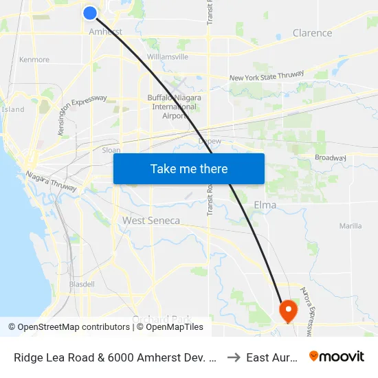 Ridge Lea Road & 6000 Amherst Dev. Park to East Aurora map
