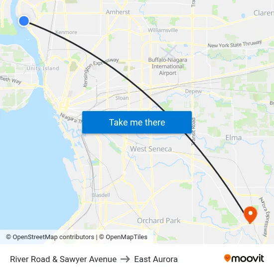 River Road & Sawyer Avenue to East Aurora map
