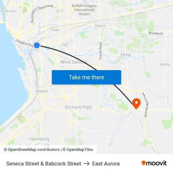 Seneca Street & Babcock Street to East Aurora map