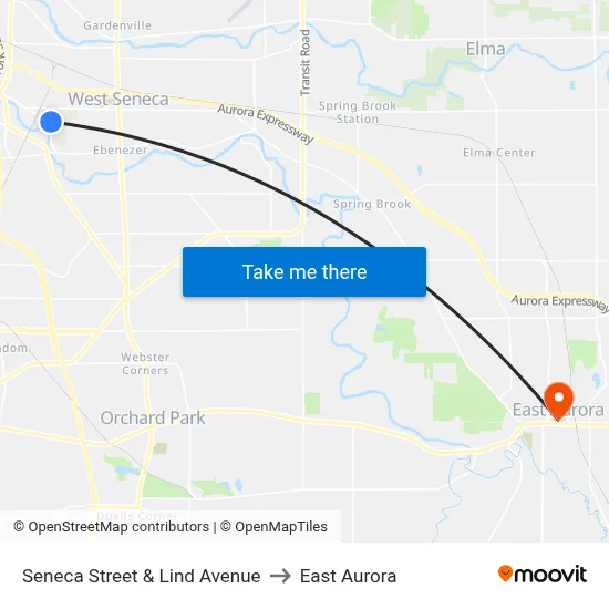 Seneca Street & Lind Avenue to East Aurora map