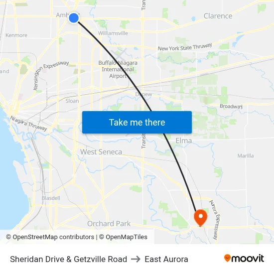Sheridan Drive & Getzville Road to East Aurora map