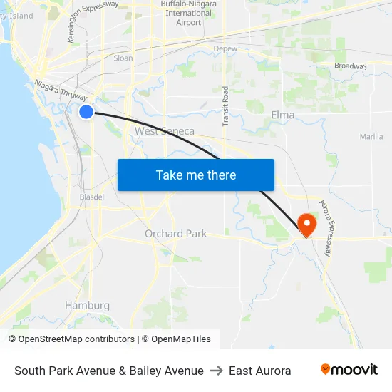 South Park Avenue & Bailey Avenue to East Aurora map