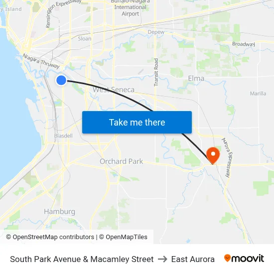 South Park Avenue & Macamley Street to East Aurora map
