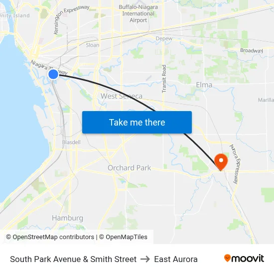 South Park Avenue & Smith Street to East Aurora map