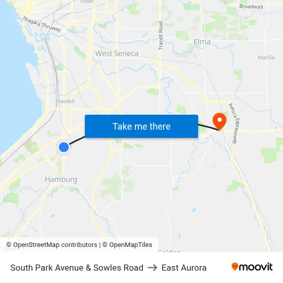 South Park Avenue & Sowles Road to East Aurora map