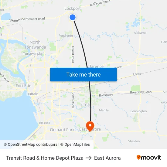 Transit Road & Home Depot Plaza to East Aurora map
