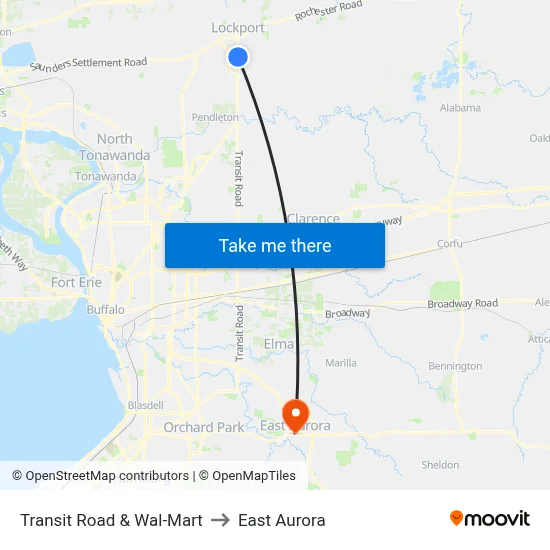 Transit Road & Wal-Mart to East Aurora map