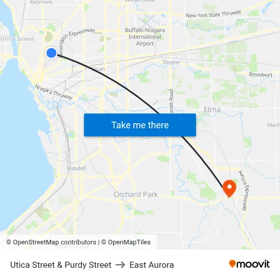 Utica Street & Purdy Street to East Aurora map