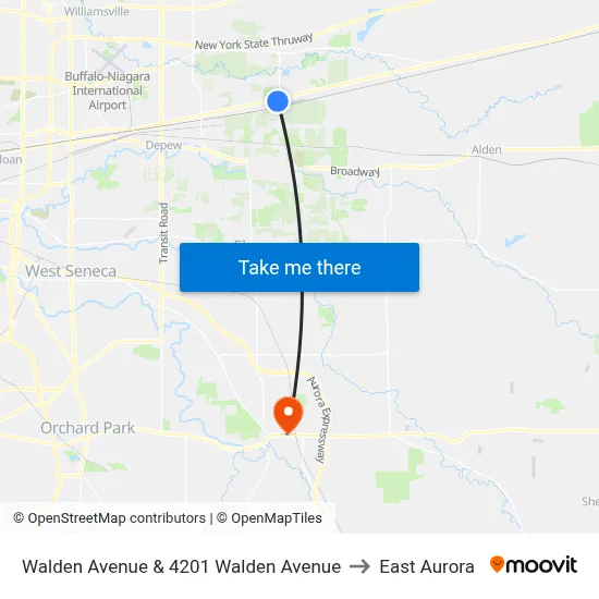 Walden Avenue & 4201 Walden Avenue to East Aurora map